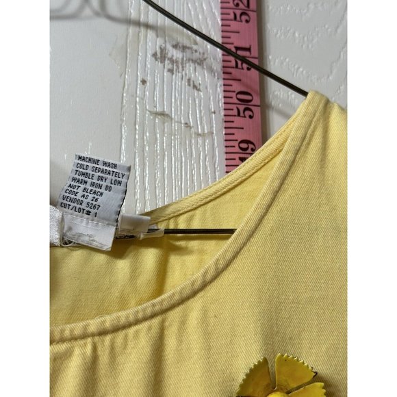 Lew Magram Vintage Sleeveless Solid Yellow Maxi Shift Dress Flower‎ Brooch 10 - Picture 4 of 6